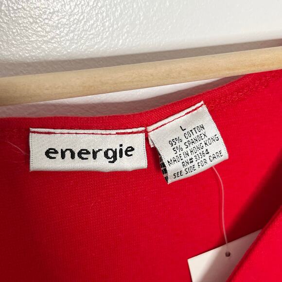 Vintage 90s Y2K Energie Babydoll Tank Top Womens Large Red Cotton Deadstock - Picture 4 of 8